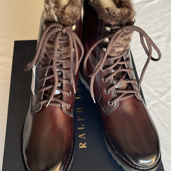 Ralph Lauren Luxurious. Jenkins Leather Shearling Fur Boots. Made in Italy. - Picture 16 of 16